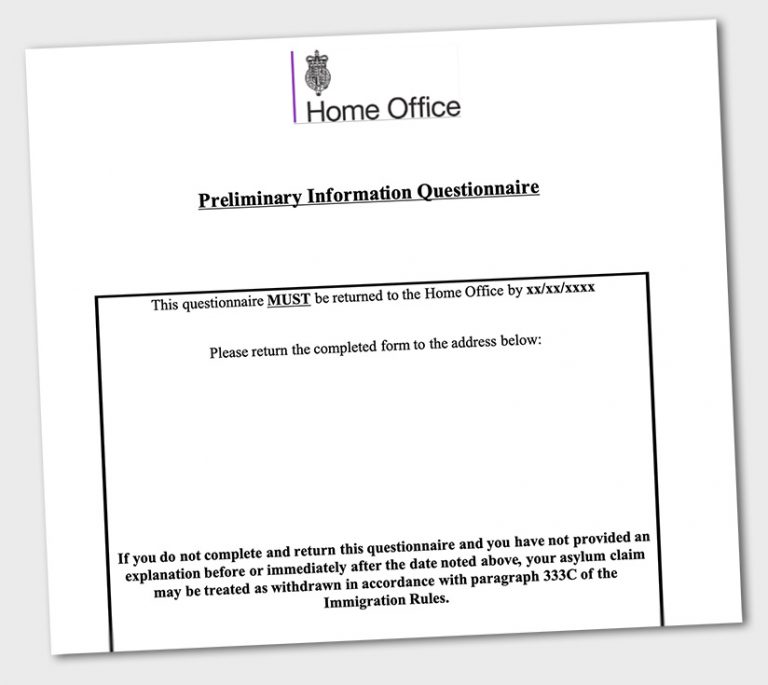 Preliminary information questionnaires Right to Remain