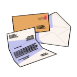 an illustration of an envelope and an official-looking letter